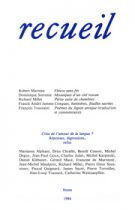 Revue Recueil – N°1 (1984)
