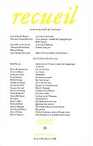 Revue Recueil – n°31 – Lectures d'écrivains (juin – août 1994)