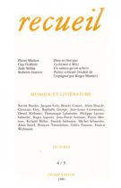 Revue Recueil – n°4/5 – Musique et littérature (1986)