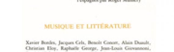 Revue Recueil – n°4/5 – Musique et littérature (1986)