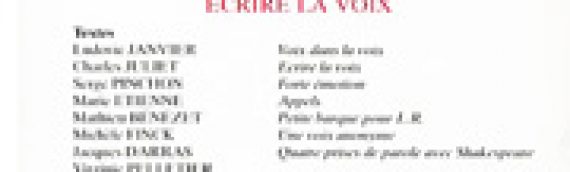 Le Nouveau Recueil – n°35 – Écrire la voix