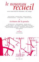 Le Nouveau Recueil – n°82 – Écritures de la pensée – mars/mai 2007