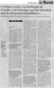 Christian Godin, Chapli et ses doubles, Le Monde, novembre 2016