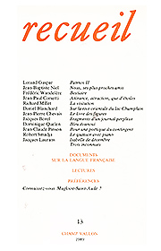 Revue Recueil, numéro 13, éditions Champ Vallon
