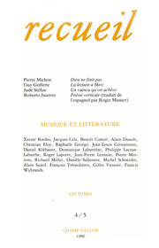 Revue Recueil – n°4/5 – Musique et littérature (1986)