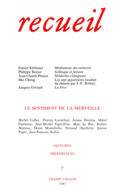 Revue Recueil – n°7 – Le sentiment de la merveille (1987)