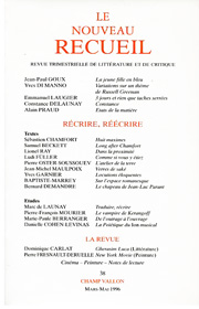Le Nouveau Recueil – n°38 – Récrire, Réécrire – mars-mai 1996