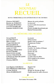 Le Nouveau Recueil – n°40 – La mémoire des musées – septembre-novembre 1996