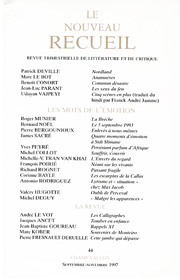 Le Nouveau Recueil – n°44 – Les mots de l’émotion – septembre-novembre 1997