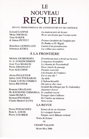 Le Nouveau Recueil – n°54 – À la frontière – mars/mai 2000