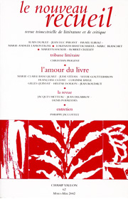 Le Nouveau Recueil – n°62 – L’amour du livre – mars/mai 2002