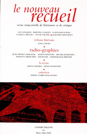 Le Nouveau Recueil – n°66 – Radio-graphies – mars/mai 2003