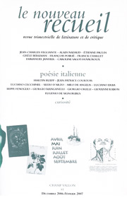 Le Nouveau Recueil – n°81 – Poésie italienne – décembre 2006/février 2007